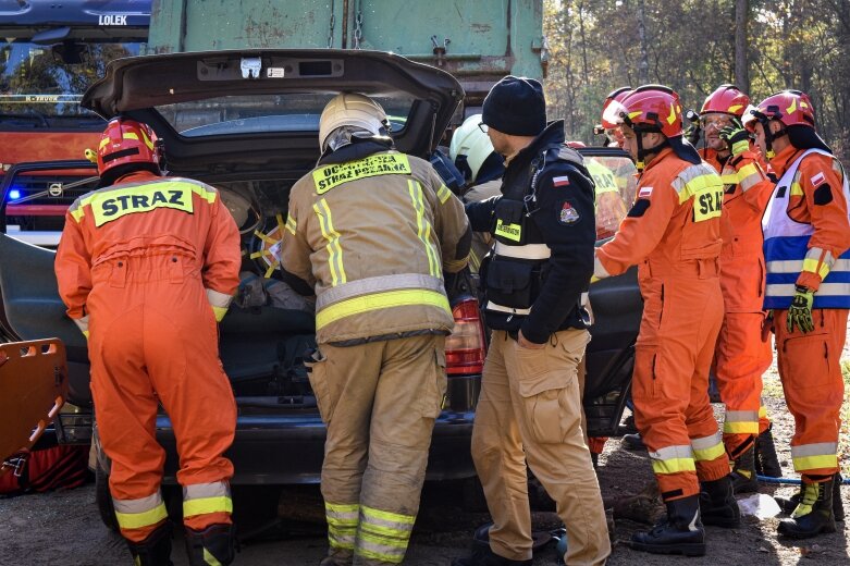  Strażacy z całego regionu ćwiczą w Makowie. 22 zastępy PSP w akcji w lesie Zwierzyniec 